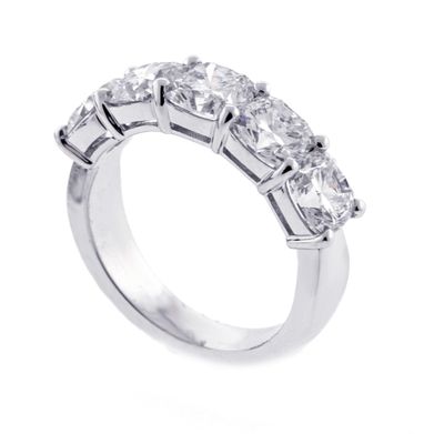 Cushion Cut Diamond Partway Band Ring