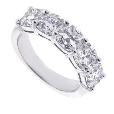 Cushion Cut Diamond Partway Band Ring