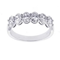 Six Oval Diamond Partway Gold Diamond Band Ring