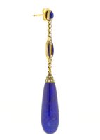 Lapis and Diamond Long Drop Earrings