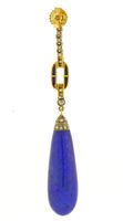 Lapis and Diamond Long Drop Earrings