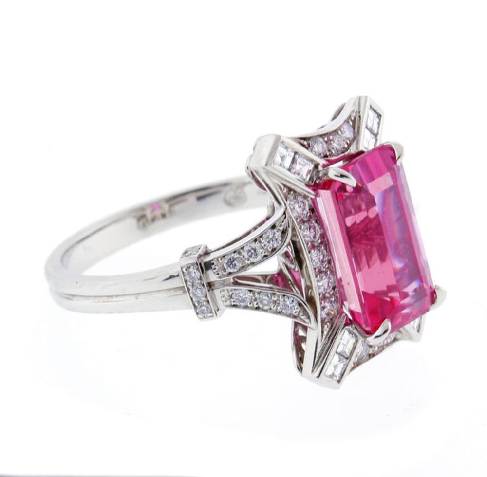 Pink Sapphire and Diamond Ring