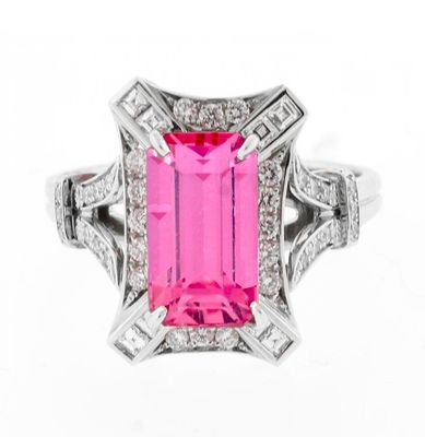 Pink Sapphire and Diamond Ring