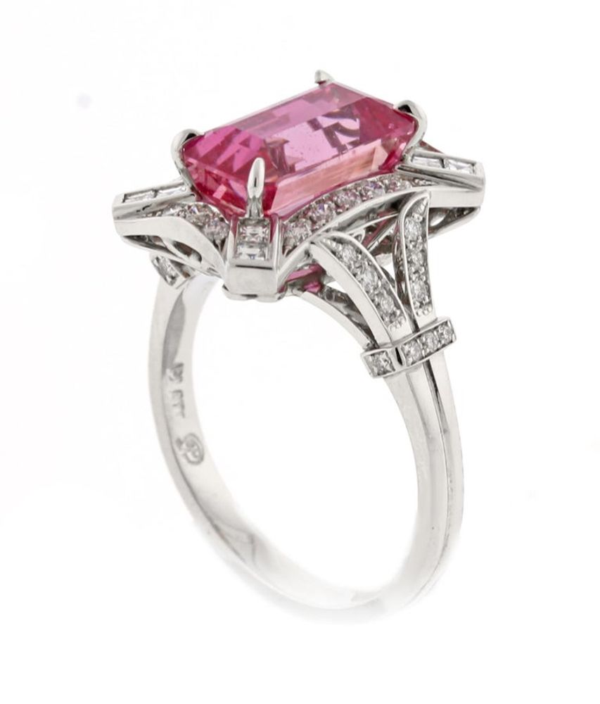 Pink Sapphire and Diamond Ring