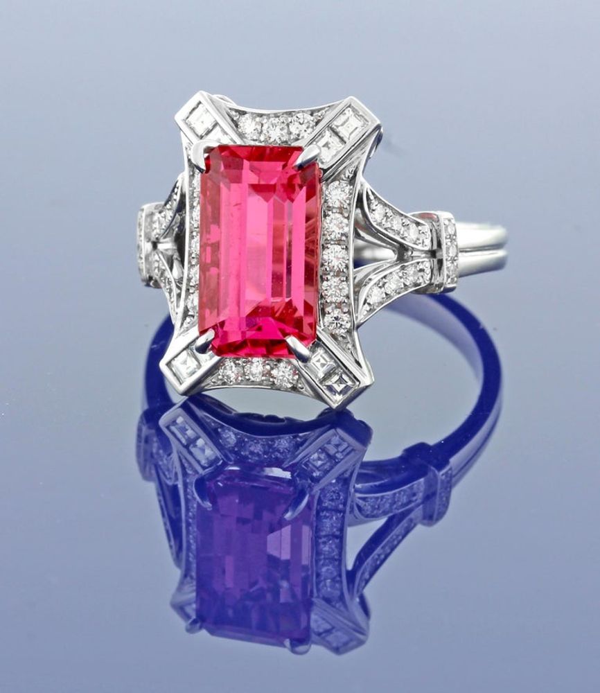 Pink Sapphire and Diamond Ring