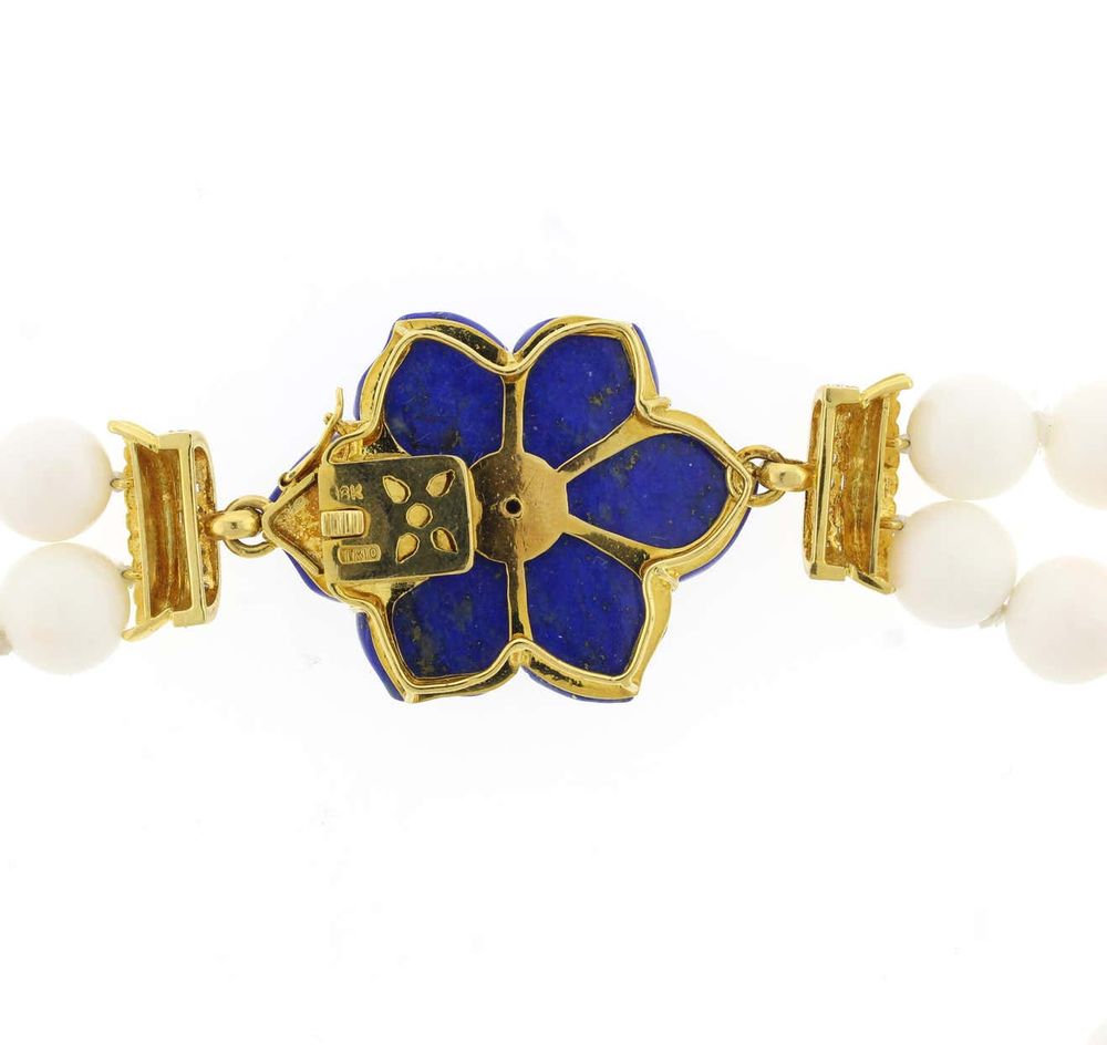 Trio Lapis and White Coral Necklace