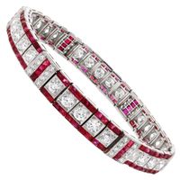 Tiffany & Co. Burma Non Heated Ruby and Diamond Art Deco Bracelet