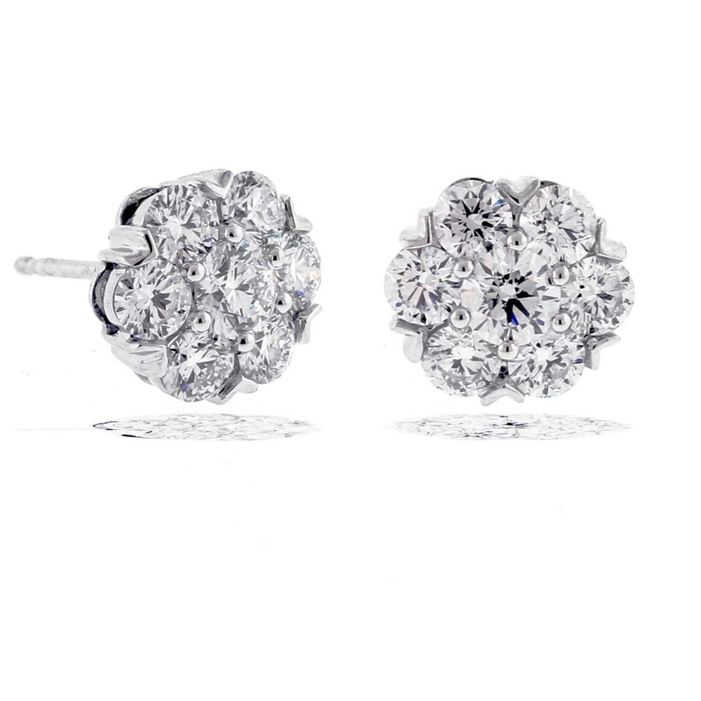 Fiore Diamond Cluster Platinum Earrings