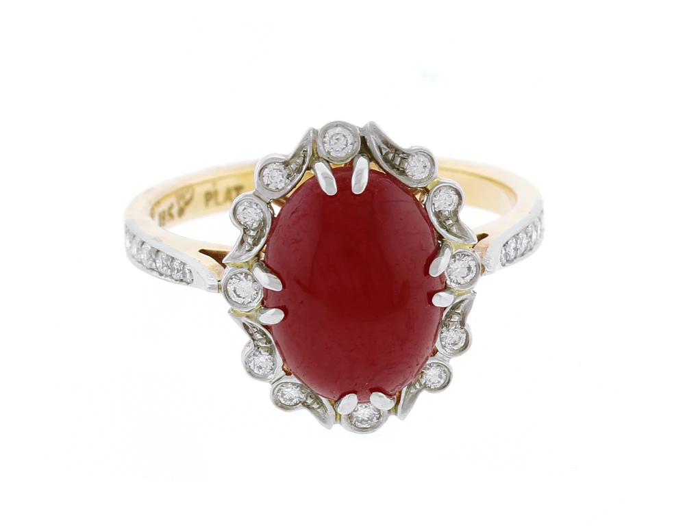 Cabochon Ruby and Diamond Ring