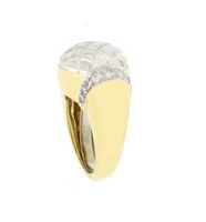 David Webb Carved Rock Crystal and Diamond Ring