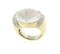 David Webb Carved Rock Crystal and Diamond Ring