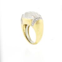 David Webb Carved Rock Crystal and Diamond Ring