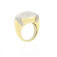 David Webb Carved Rock Crystal and Diamond Ring