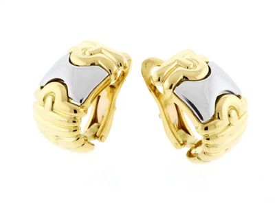 Bvlgari Parentesi Yellow Gold Stainless Steel Hoop Earrings