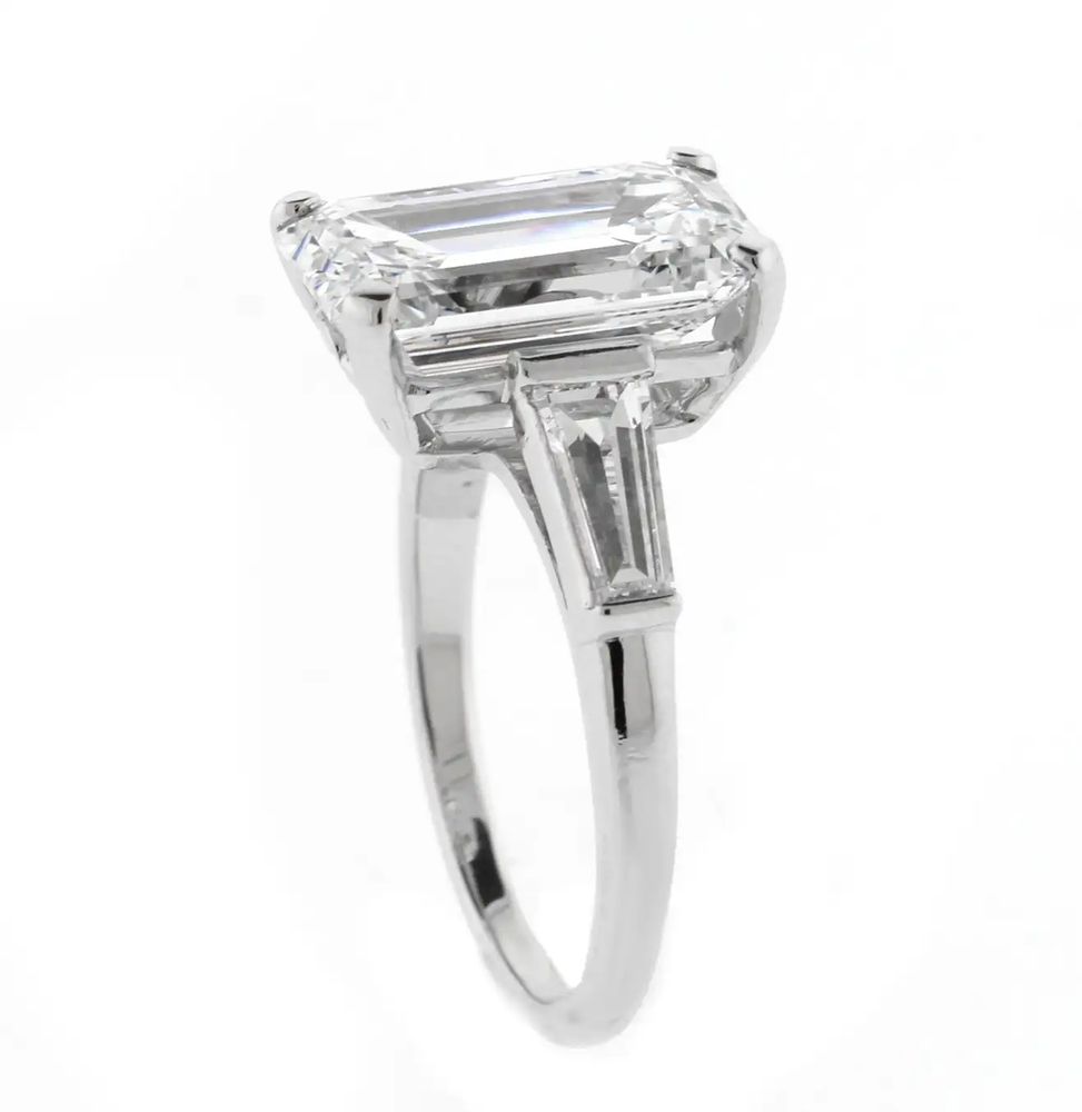4.39 Carat G.I.A Emerald Cut Diamond Solitaire Ring