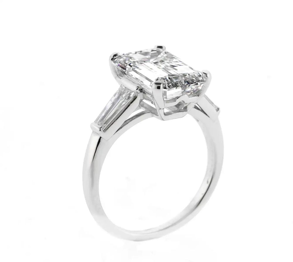 4.39 Carat G.I.A Emerald Cut Diamond Solitaire Ring