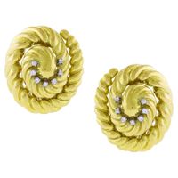 David Webb Swirl Hammered Finished Earrings