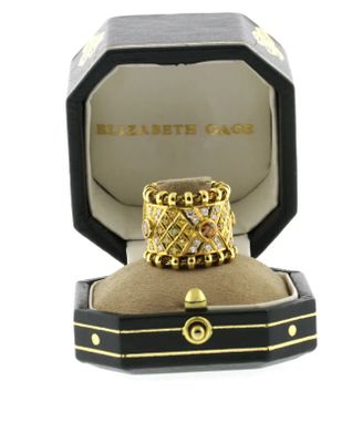 Elizabeth Gage Agincourt White and Yellow Diamond Flexible Ring
