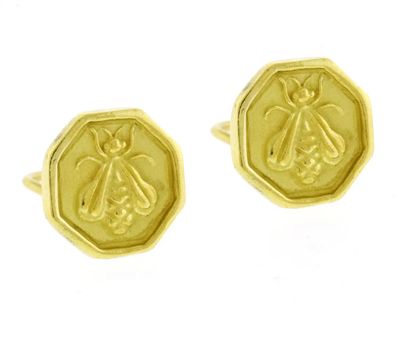 Slane & Slane Honeycomb Hexagon Bee Clip on Earrings