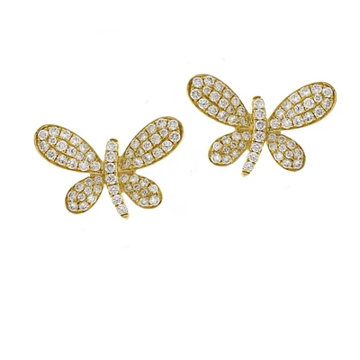 Pave Diamond Dragonfly Earrings