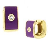 Enamel and Diamond Huggie Earrings