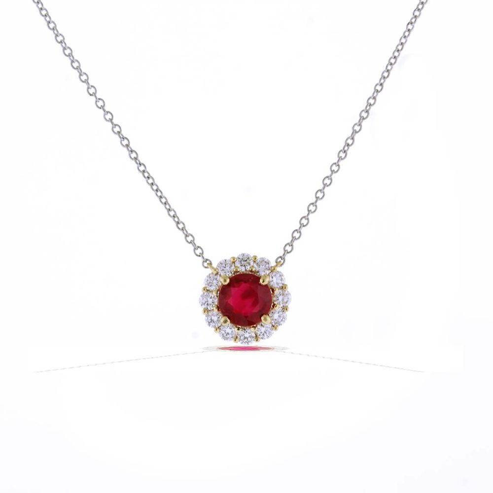 Ruby and Diamond Pendant Necklace