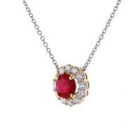 Ruby and Diamond Pendant Necklace