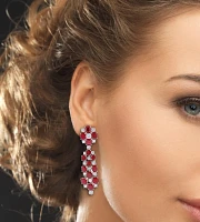 Burma Ruby and Diamond Chandelier Drop Earrings