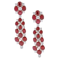 Burma Ruby and Diamond Chandelier Drop Earrings