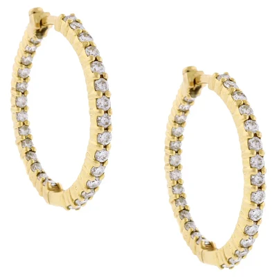 Roberto Coin Inside Out Diamond Hoop Earrings