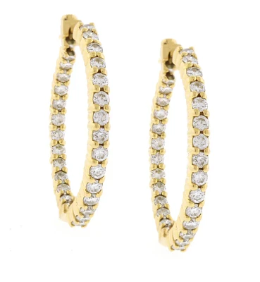 Roberto Coin Inside Out Diamond Hoop Earrings