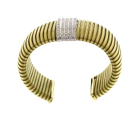 Wide Flexible 18 Karat Diamond Cuff Bangle