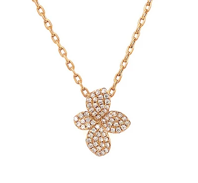 18Kt Yellow Gold Flower Pendant with Diamonds