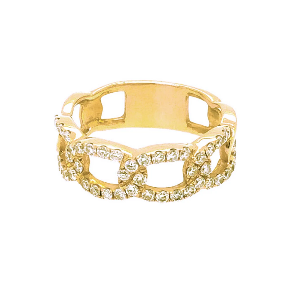 18kt Yellow Gold Interlocking Diamond Oval Ring