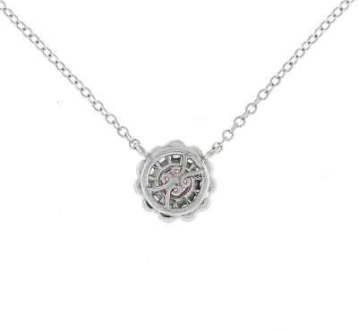 Floral Pink Sapphire and Diamond Pendant Necklace