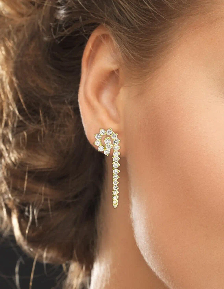 Jose Hess Diamond Spiral Drop Earrings