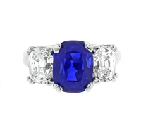 Gem Burma 5.72 Carat Non Heated A.G.L Sapphire and Diamond Ring