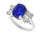 Gem Burma 5.72 Carat Non Heated A.G.L Sapphire and Diamond Ring