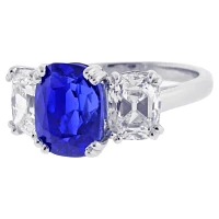 Gem Burma 5.72 Carat Non Heated A.G.L Sapphire and Diamond Ring