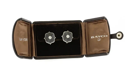 Bayco Ceramic Mini Lotus Diamond Earrings