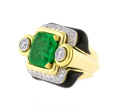 David Webb Emerald and Diamond Ring