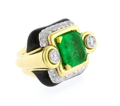 David Webb Emerald and Diamond Ring