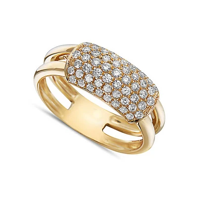 18kt Yellow Gold Pave Diamond Ring