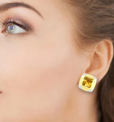 Bvlgari 18kt Yellow and White Gold Pyramid Citrine Earrings