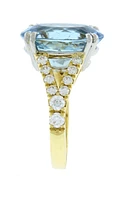 Aquamarine and Diamond Split Shank Ring