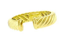 David Yurman 18kt Yellow Gold Grooved Wide Bangle