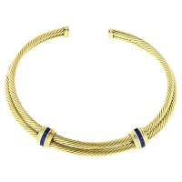 David Yurman 18kt Gold Sapphire Double Cable Collar Necklace