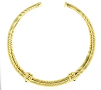 David Yurman 18kt Gold Sapphire Double Cable Collar Necklace