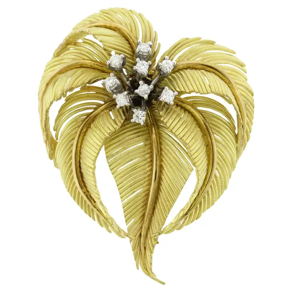 Tiffany & Co. 18kt Gold and Diamond Palm Brooch