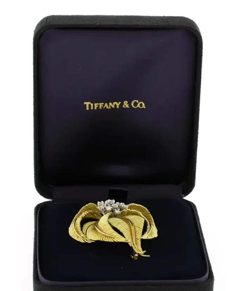 Tiffany & Co. 18kt Gold and Diamond Palm Brooch